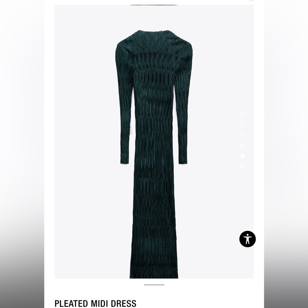 NWT Zara plisse midi column dress long sleeve holiday XS - Picture 3 of 9